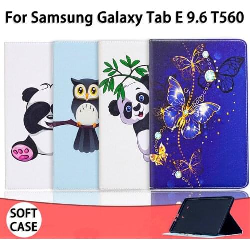 For Samsung Galaxy Tab E 9.6 T560 T561 Print Case PU Leather Silicone Back Cover For Samsung SM T560 Protector with Card Holder