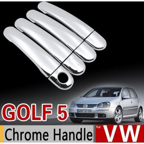 For VW Golf 5 MK5 Chrome Handle Cover Trim Set for Volkswagen Golf V Rabbit 1K 2004-2009 GTI Car Accessories Sticker Car Styling