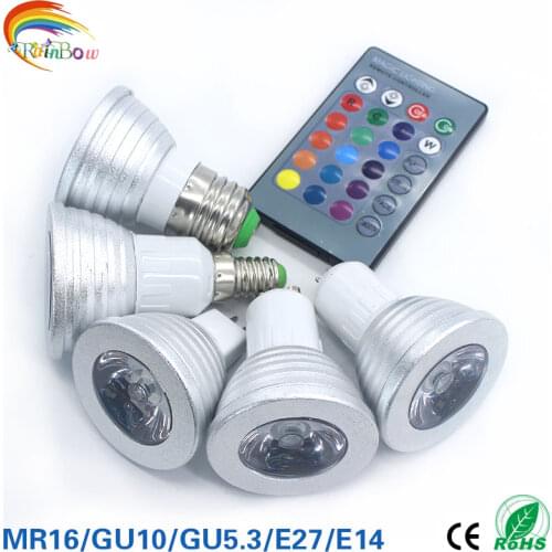 E27 E14 LED 16 Color Changing RGB Magic Light Bulb Lamp 85-265V 110V 120V 220V RGB Led Light Spotlight + IR Remote Control