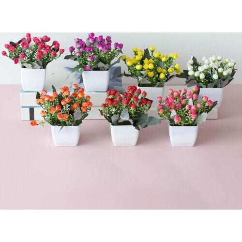 Artificial Flower Bonsai Plastic Small Tree Pot Home Table Garden Decor Simulation Green Leave Plant Potted Flower Prop