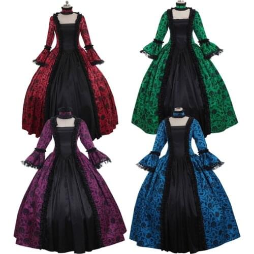 Custom Made Elegant Victorian Medieval Puffy Sleeves Dress Marie Antoinette Baroque Renaissance Costume Dress L320