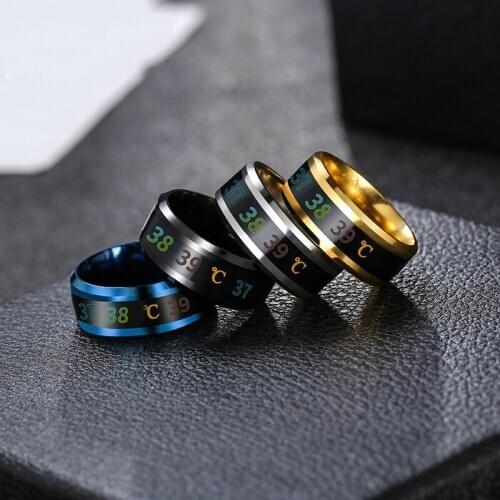 BUDROVKY 2020 Fashion New Intelligent Temperature Sensing Couple Ring Mood Temperature Display Ring Gift Jewelry For Friends