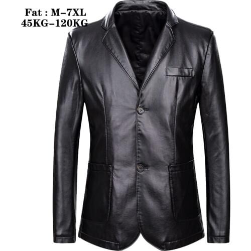 Plus Size 5XL 6XL 7XL Men Black Blue Learher Jacket 2021 Spring New Mens business Casual PU Leather Coat Fat Brand Clothes