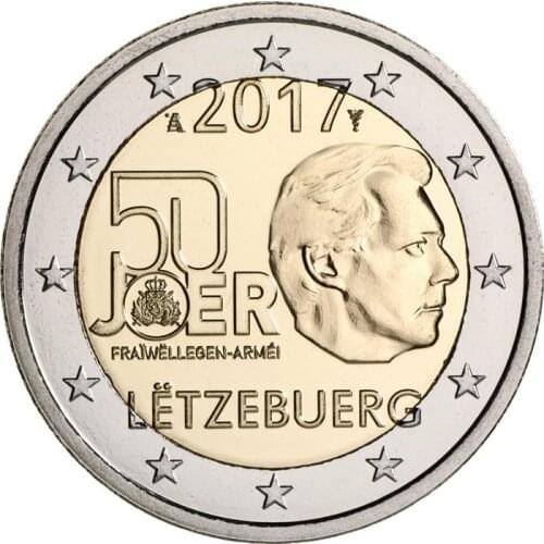 Luxembourg 2017 50th Anniversary Voluntary Military Service System 2 Euro Real Original Coins True Euro Commemorative Coin Unc