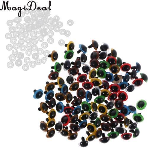 MagiDeal 100Pcs/Pack Mixed Color Plastic Safety Eyes with Washers for Dolls Animal Bear Making DIY Craft Handmade Toy 7Kinds