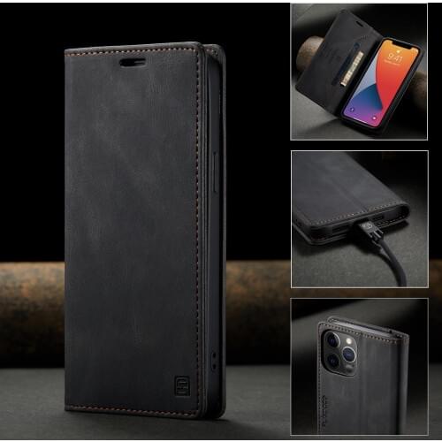 Flip Retro Leather Case For IPhone 12 Pro Max 11 XS XR 6 Plus 7 8 SE 2020 Shockproof Phone Cover With RFID Blocking Material