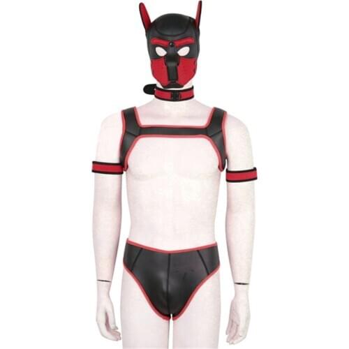 Puppy Play Dog Hood Mask Bdsm Bondage Chest Harness Strap Dog Tail Plug Sexy Costume Fetish Dog Role Play Sex Toys For Couples