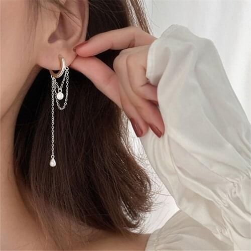 925 Sterling Silver Tassel Long Chain Crystal Star Drop Earring For Women Wedding Party Elegant Birthday Gift Jewelry eh1330