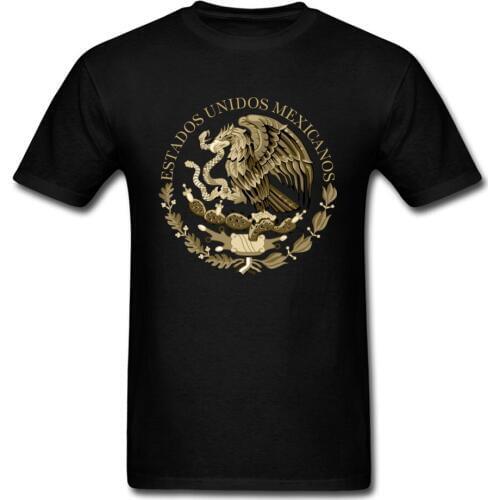 Mexico Flag Seal T-shirt Retro Vintage T Shirt Custom Men Clothes Cotton Tshirt Black Tops & Tees Cartoon Design Boyfriend Gift