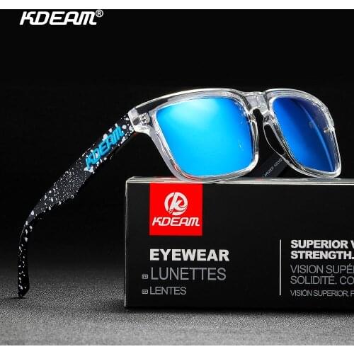 Kdeam High Quality Sunglasses for Men Classic Square Brand Trendy Driving Sun Glasses Real Coating Lense UV400 Fishing Eyewear