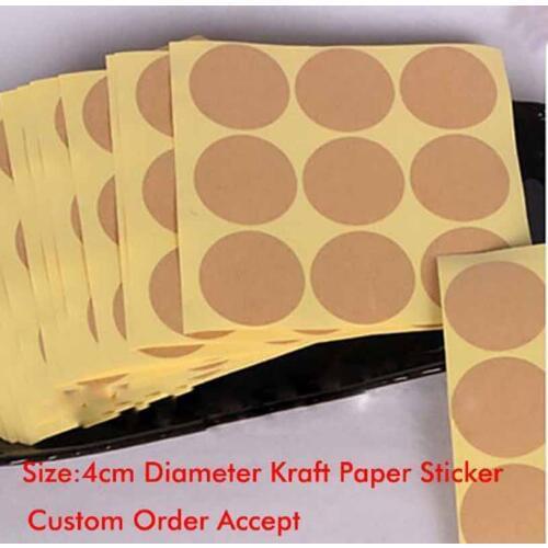 Wholesale 40mm Round DIY Kraft Blank Seal Stickers Self-adhesive Label Sticker Custom Logo Cost Extra MOQ :1000 PCS