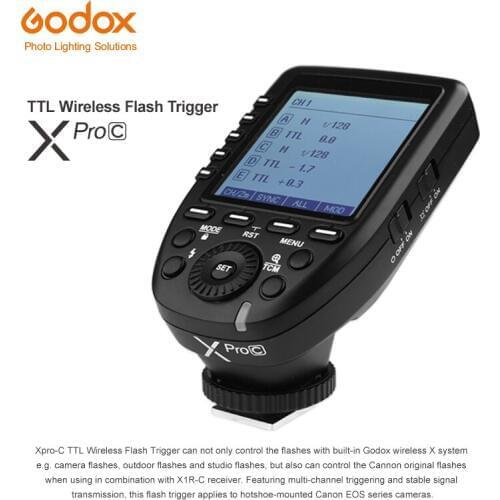 Godox Xpro-C Flash Trigger Transmitter E-TTL II Auto Flash 2.4G Wireless X system LCD Screen Trigger for Canon DSLR Camera