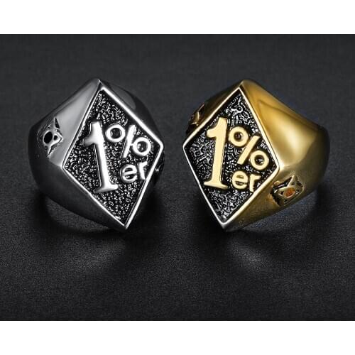 Dropshipping 316L stainless steel 1%er rings for biker men party fashion boys motorycycle mena signet rings BR1054