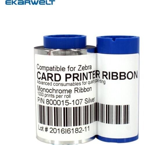 10pcs 800015-107 Sliver Printer Ribbon 1000 prints for Zebra P400C P300F P310F P310i P420C P500C P520i Card Printer