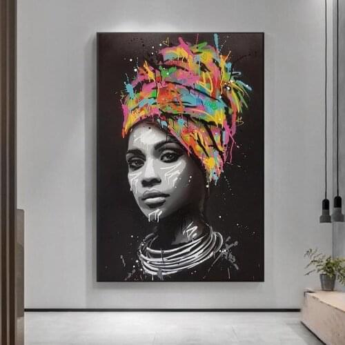 African Woman Nude Canvas Paintings On The Wall Art Posters And Prints Black Girl Graffiti Art Pictures Cuadros Decoration