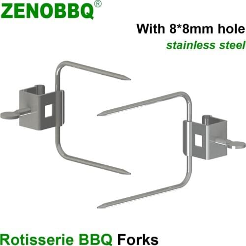ZENOBBQ Chicken Forks Rotisserie Accessories Kit BBQ Spit 2pcs/set Stainless Steel Meat Fork Kitchen Tools Electric oven fork