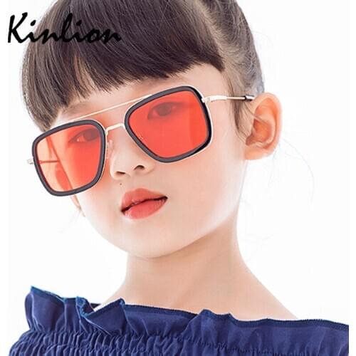 Kinlion Vintage Metal Steam Punk Kids Sunglasses Boys Girls Steampunk Big Children Sunglass Gafas Goggle Uv400 Baby Sun Glasses