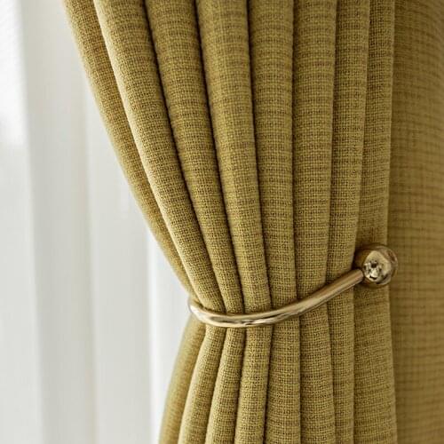 Custom curtains modern Simplicity Nordic geometry cotton yellow Jacquard blackout curtain livingroom bedroom tulle M1081