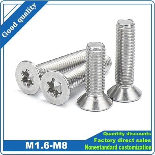 10/50pcs 304 A2-70 stainless steel Six-Lobe Torx Flat Countersunk Head Screws M1.6 M2 M2.5 M3 M4 M5 M6 M8 Six Lobe Bolts GB2673
