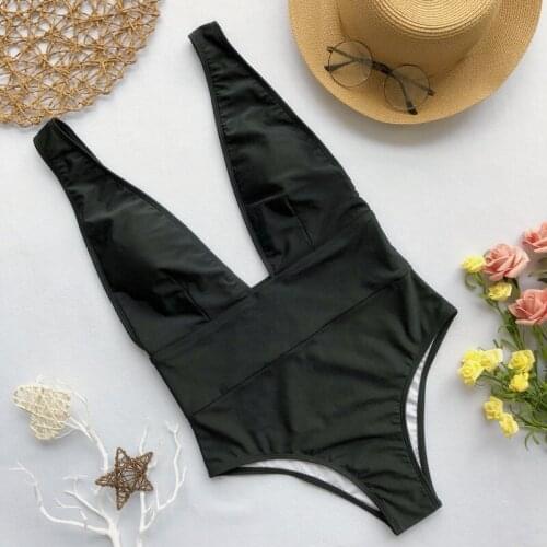 2021 Sexy Solid Bikini One Piece Swimsuit Women Swimwear Female High Waist Beachwear Bathing Suit Summer Monokini Swim Suit