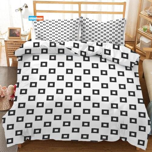 Black and White Pattern 3 Pcs Luxury Duvet Cover Set Fashion Bedding Sets Comforter Duvet Cover Pillowcase Home Textiles