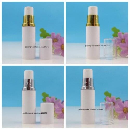 5ML white plastic airless bottle with gold/silver sprayer pump clear white lid for toner/liquid/toilet/water sprayer skin care