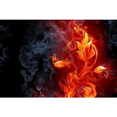 Abstract fire flames smoke flowers cg digital art color cloth silk art wall poster and prints
