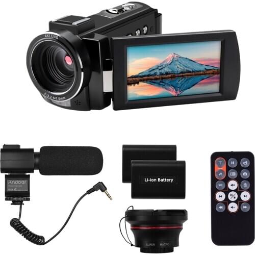 Andoer HDV-AE8 4K WiFi Digital Video Camera Camcorder DV Recorder 24MP 16X Digital Zoom IR Night Vision 3 Inch IPS LCD