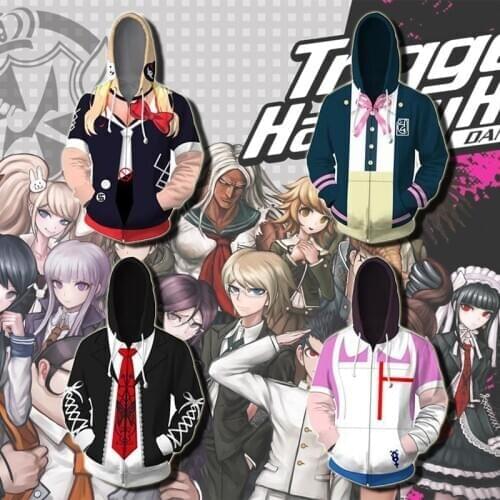Anime Danganronpa Monokuma Warm Thicken Unisex Hoodie Sweatshirt Hooded Long Sleeve Daily Casual Coat Jacket