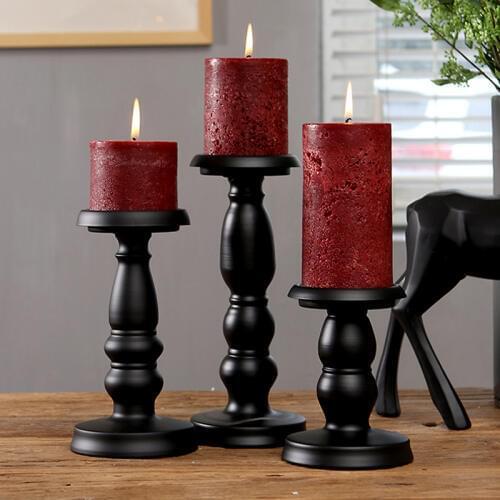 White black iron metal cylinder candle holder set pillar candle stand candlestick for home birthday wedding decor drop shipping