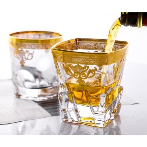 European-style hand-painted gold-painted glass whiskey glass foreign wine glass coffee cup beer glass creative water glass