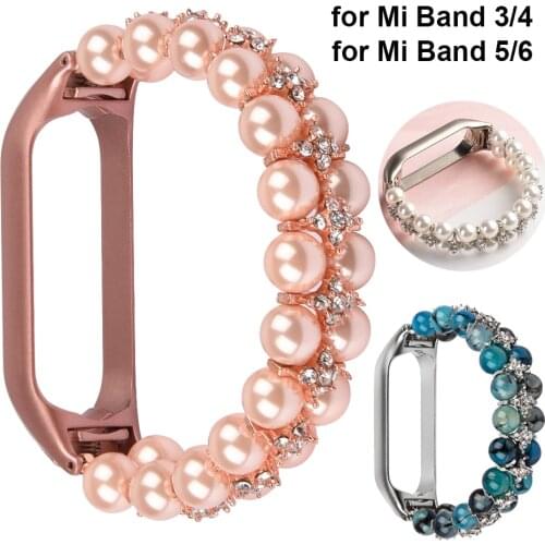 Bling Beaded Strap for Xiaomi Mi Band 5/Mi Band 6 Band Bracelet Replacement Jewelry Strap Wirstband for Mi Band 3/4 Bracelet