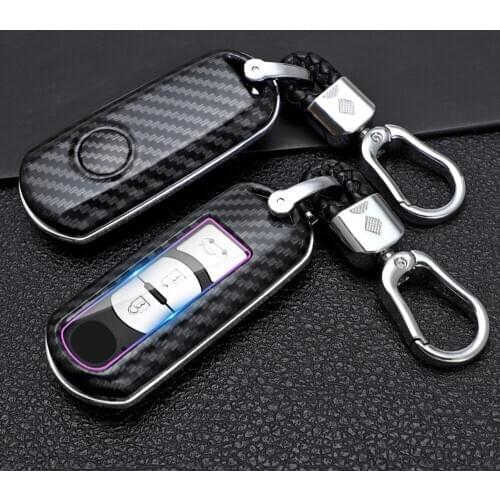 Auto Car Key Fob Case Holder Carbon Fiber Cover Fit For Toyota Yaris IA Mazda 2 3 6 CX-3 CX-5 CX-9 MX-5