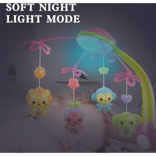 Baby Projection Music Rattle Soothing Night Light Kids Crib Comfort Musical Dream Bed Bell Cartoon Pendant Music Box Toddler Toy