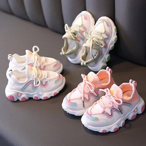 Children Girls Casual Sports Shoes Unisex Fashion Mesh Shoes Teens Kids Running Sneakers Boys And Girls Green Pink White Shoes