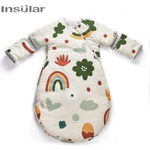 Insular Baby Sleeping Bag Winter Warm Kid Sleepsacks with Zipper Detachable Sleeve Wearable Blanket Envelope Winter Warm Swaddle
