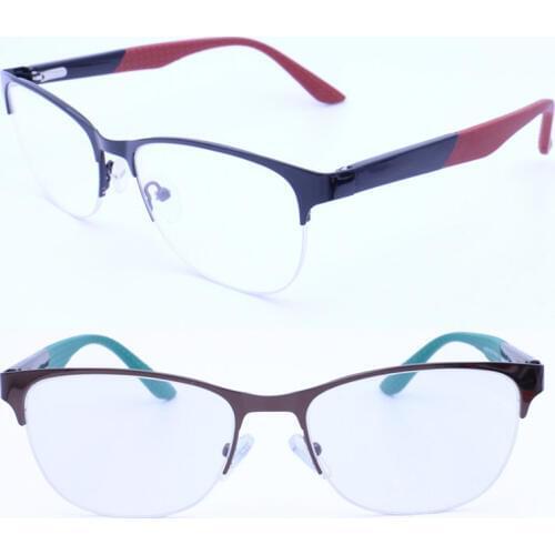 Hotsale MJ016 walkers shape half-rim copper combined acetate hard silicone temple tips flexible hinge optical glasses frame