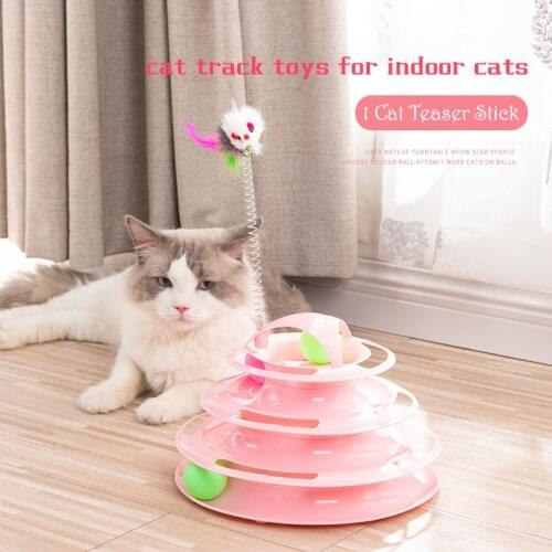 Cat Track Toy Interactive 4 Level Towers Roller with Four Colorful Ball Cat Teaser Suitable for Kittens Chase Healthy Exercise