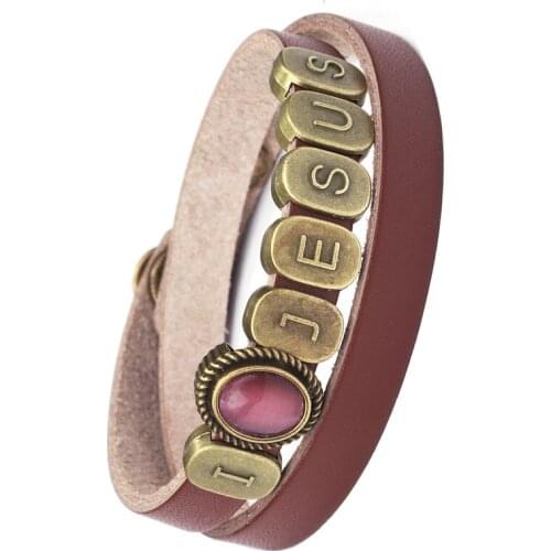 Leather Religious Belief-Jesus Bracelet Snap Button Bangle Charm Jewelry Women Men Gift