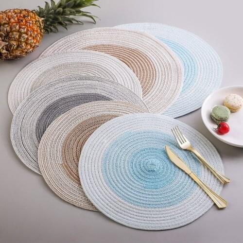 Nordic Round Table Placemats Anti Slip Drink Coasters Insulated Cotton Hemp Non Slip Table Placemats Decor For Kitchen Cocina