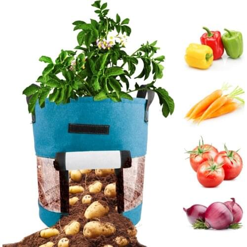 Plant Grow Bags Thickened Nonwoven Fabric Potato Plant Pots Bag With Handle Straps