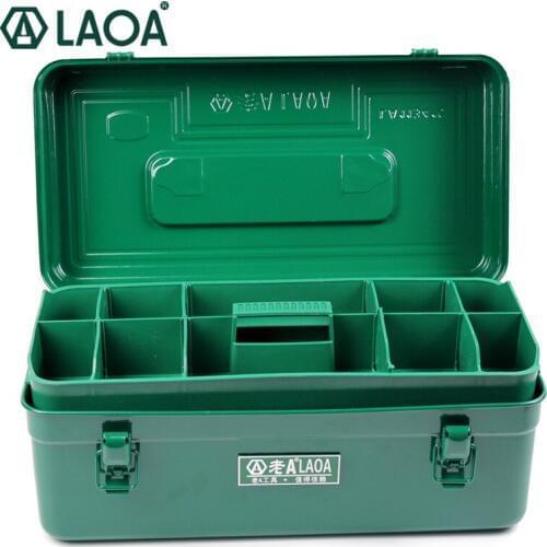 LAOA Multifunction Thicken Iron toolkit Size(410*210*180mm) Professional repair ToolBox Household parts box