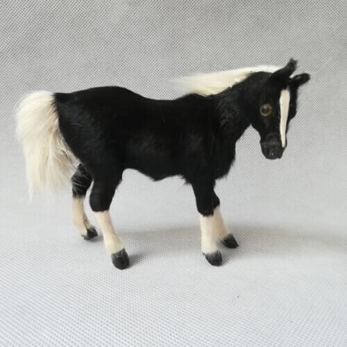 Black horse model about 12x10cm polyethylene&furs horse model home decoration props ,toy gift d0777