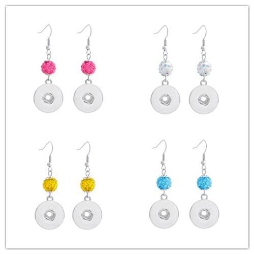 Fashion Shambhala beads Drop earrings snap earrings fit 18MM snap buttons jewelry JA0045