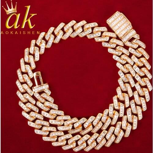 Baguette Mens Necklace Jewelry Hip Hop Rock Street Jewelry Real Gold Color Plated