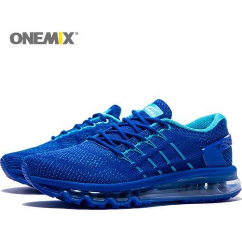 ONEMIX Air Cushion men Running Shoes for Men Mesh Unique Shoe Tongue Athletic Trainers Black Breathable Sports Shoes Sneakers
