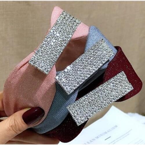 New Crystal Hair Clips Headband for Women Elegant Hairband with Crystal Buckle Adults Headwear Solid Wal Hair Ornament Hair Hoop