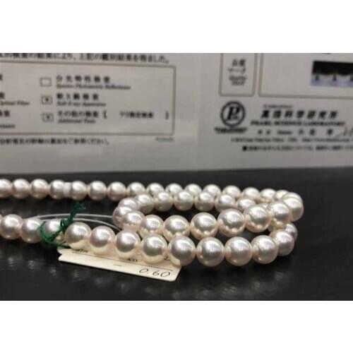 Wholesale FREE SHIPPING >>>100% Natural Pearl Necklace Real Sea Water Pearl Necklace 8-9MM Casual Perfect Round Simple