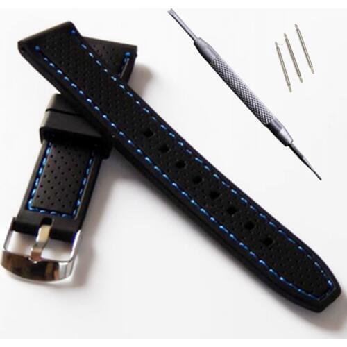 Promotion 20mm 22mm Soft Military Sport Bracelet Waterproof Anti-Sweat Watch Band Outdoor Silicone Pin Buckle Strap