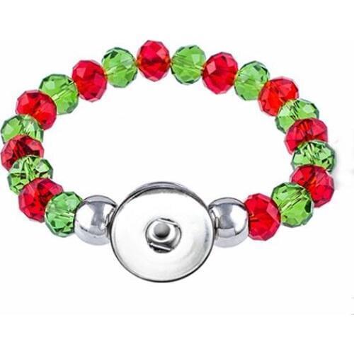 Christmas Snap bracelet 8mm Crystal Beads Snap Buttons Jewelry (fit 18mm 20mm snap) BY5009